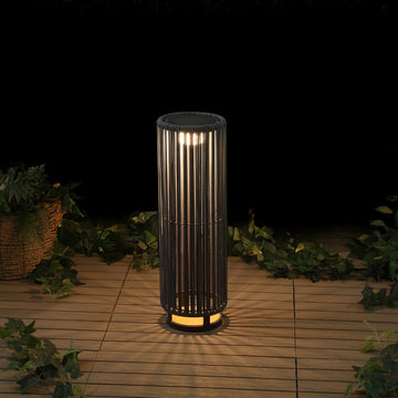 Sawara Modern Minimalist Faux Rattan Integrated Indoor/Outdoor LED Solar Powered Lantern
